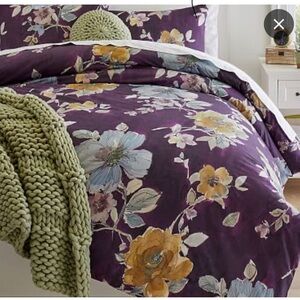 Pottery Barn Teen Purple Floral Duvet Cover
